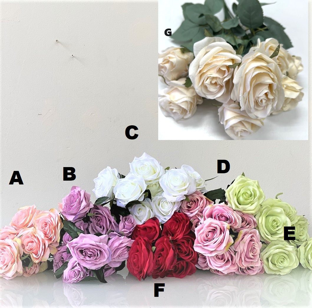 Flower Rose Bush x10 flowers per bush Artificial Afaux539