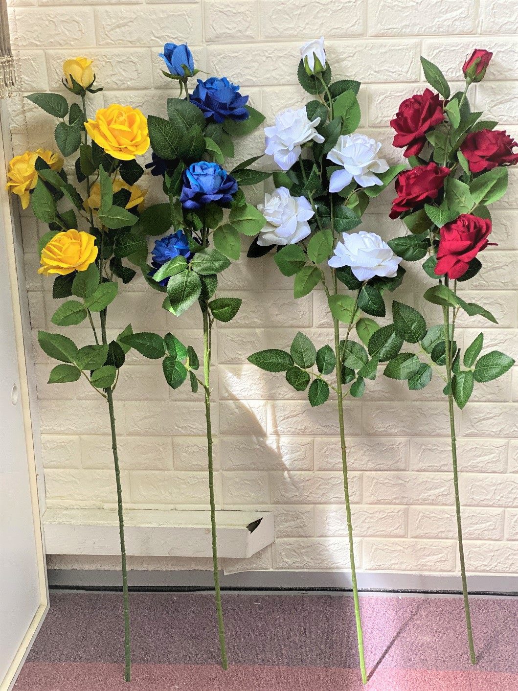 Flower Artificial Roses 4 flowers 1 bud Velvet Afaux551