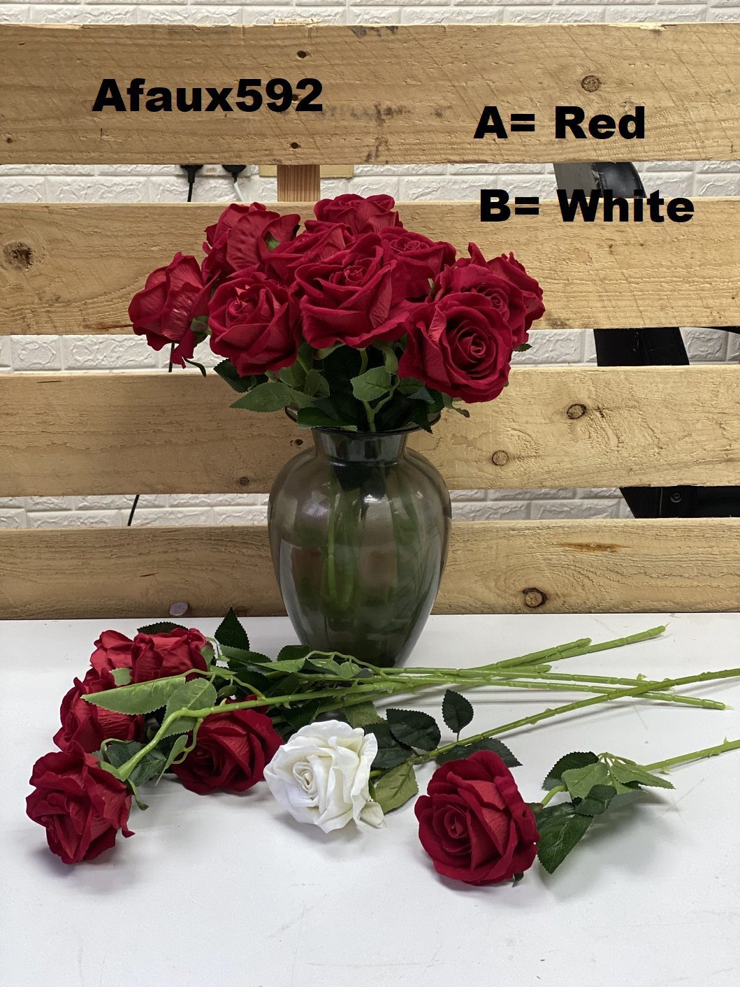 Flower Rose Velvet Single Artificial Afaux592