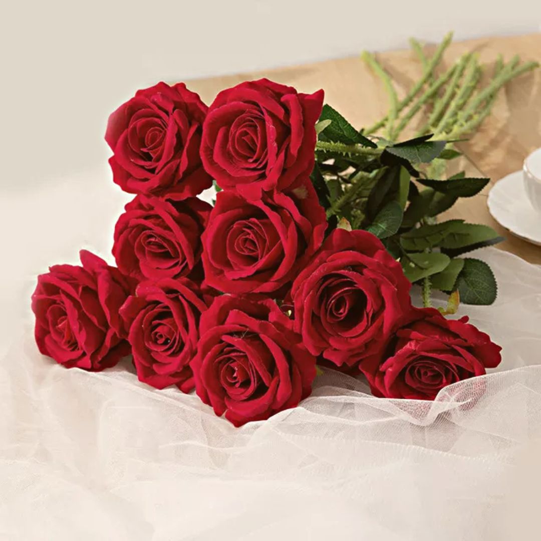 Flower Rose Velvet Single Artificial Afaux592