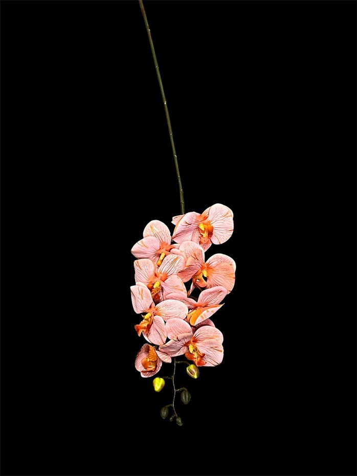 Artificial Alton Flowers Cybidium orchid bouquet with seven flower heads on a single stalk, showcasing realistic floral details.