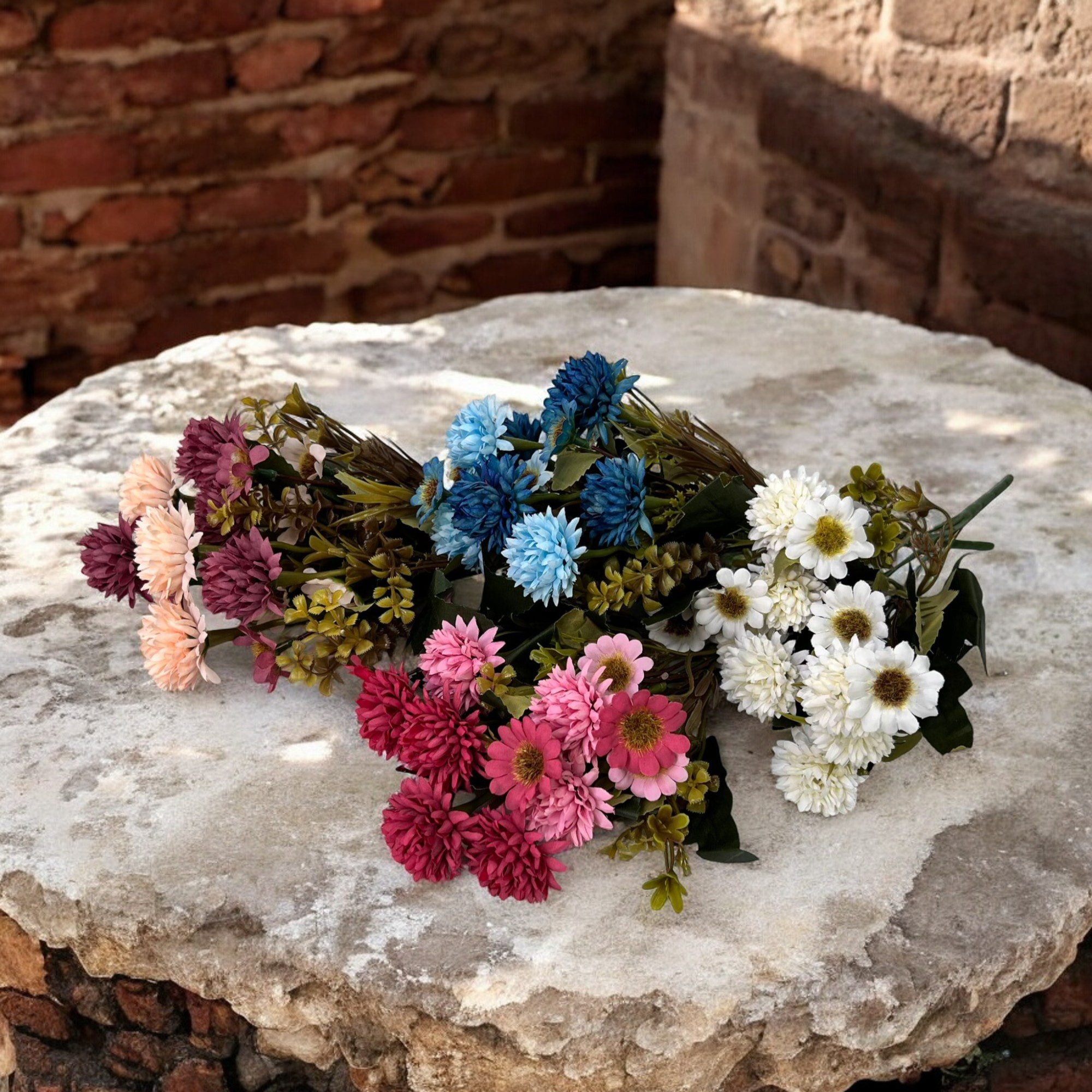 Flowers artificial Pompom & Daisy Flower, home decor, events Afaux635