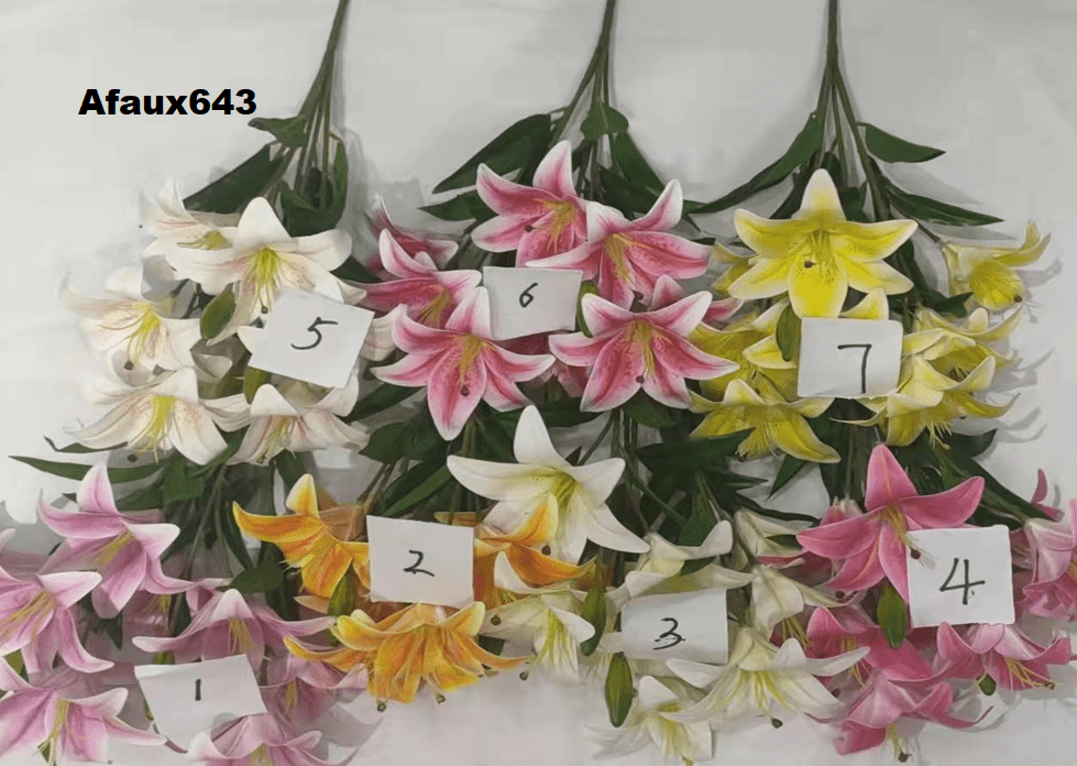 Flower Tiger Lily Bush x9 Flower Heads Artificial Afaux643