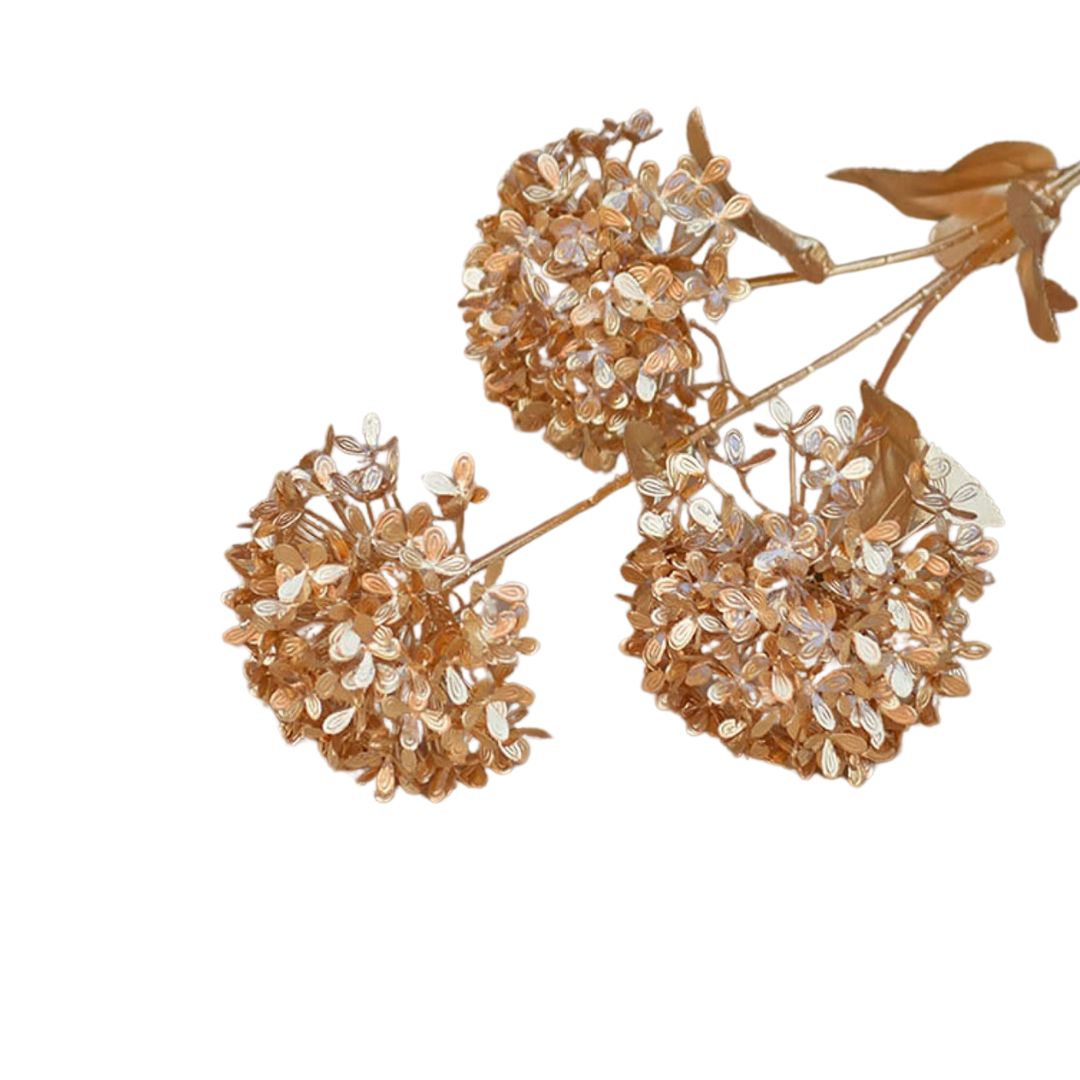 Flower golden hydrangea x3 per stalk artificial Afaux651