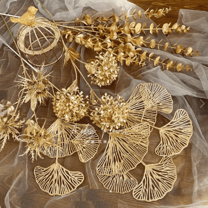 Flower golden hydrangea x3 per stalk artificial Afaux651