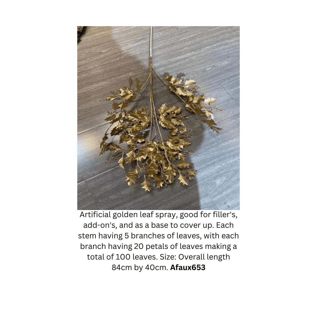 Flower Leaf Spray Golden artificial Afaux653