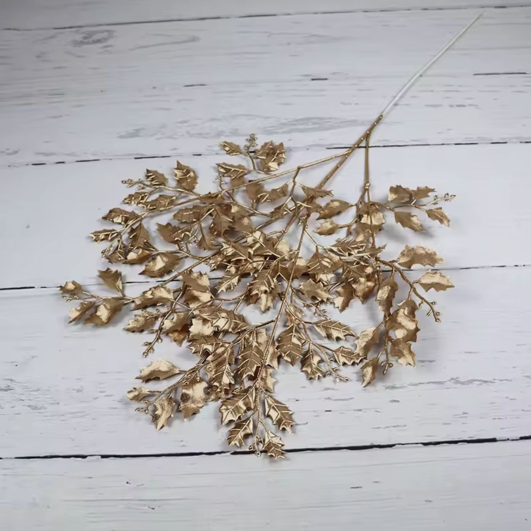 Flower Leaf Spray Golden artificial Afaux653