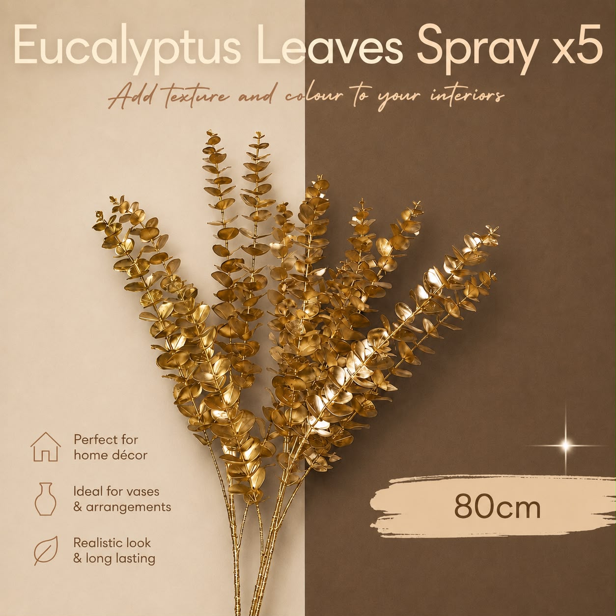 Gold-colored eucalyptus flower spray from Alton Flowers, ideal for home decor and event floral arrangements.