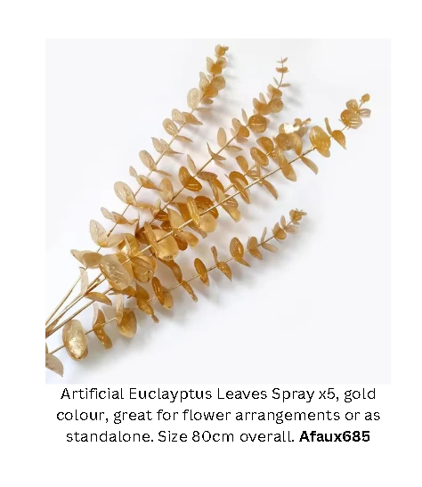 Gold artificial leaves, metallic flowers, and gold foliage for home and event decoration by Alton Flowers N Gifts.