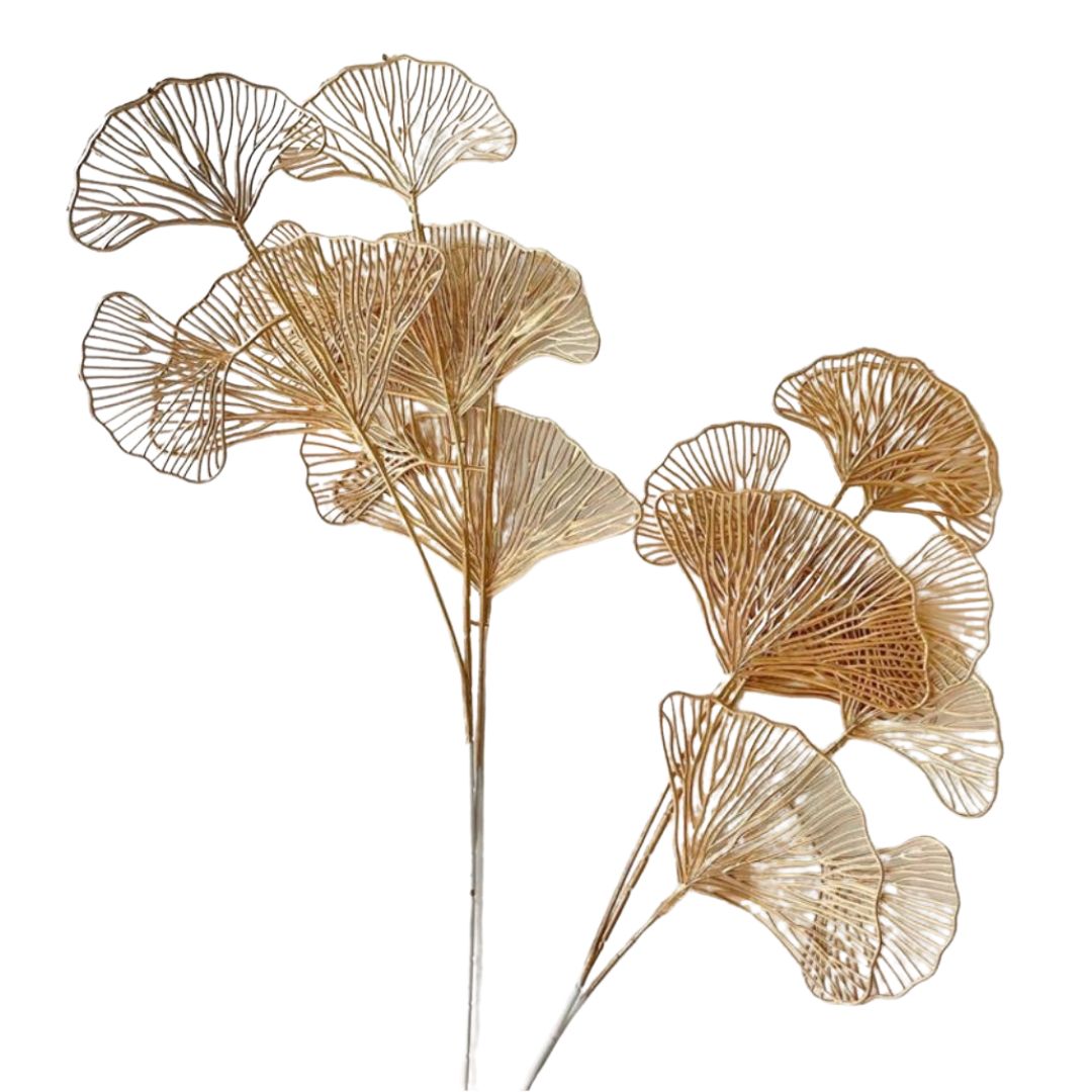 Flower Coral Leaves Gold Spray, plant, home decor, events Afaux686