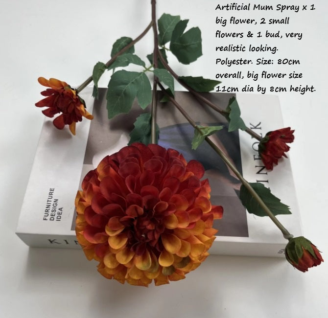 Artificial Flower Mum Spray, home decor, garden, events