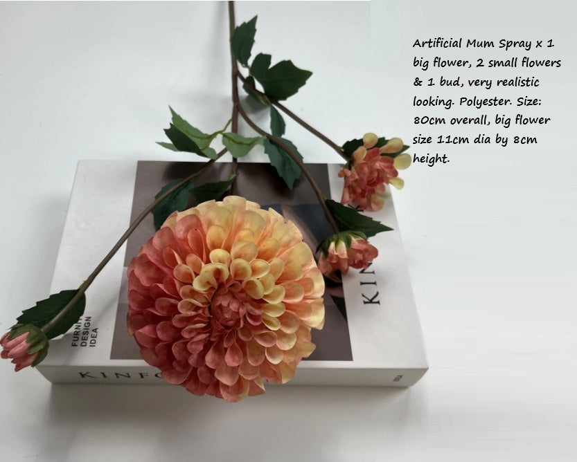 Artificial Flower Mum Spray, home decor, garden, events