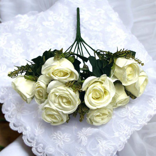 Artificial Flowers Rose Bud Bush x 10 flowers, Home Decor, garden, events Afaux744