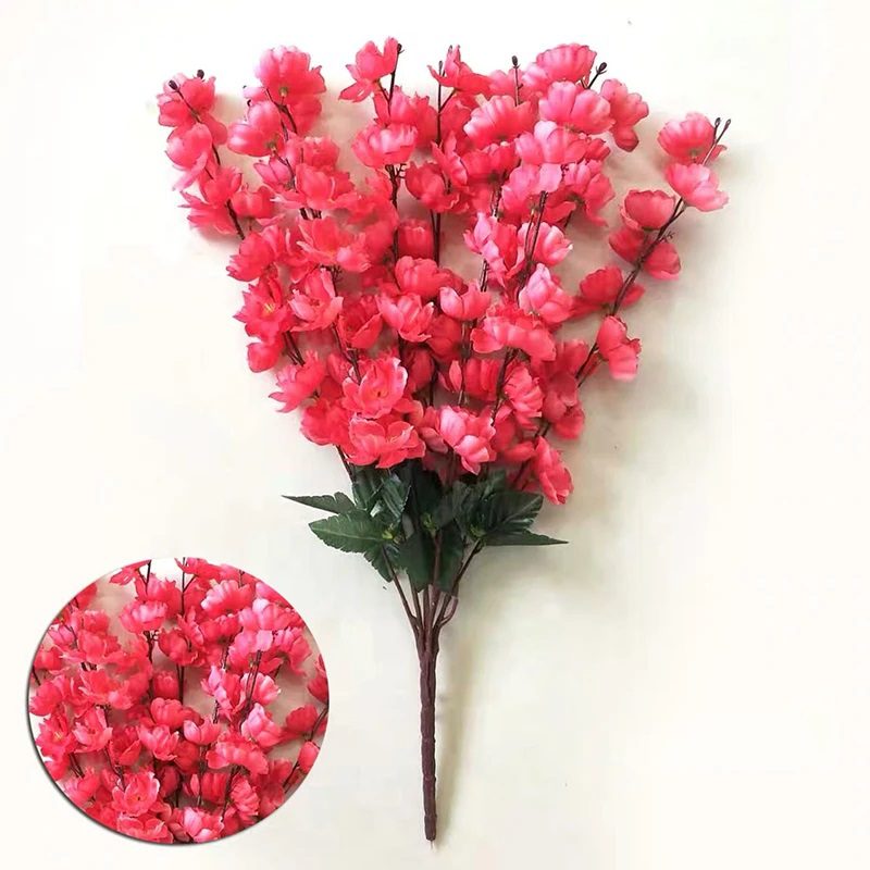 7 Branches Peach Cherry Blossom Artificial Flowers Bouquet Afaux754