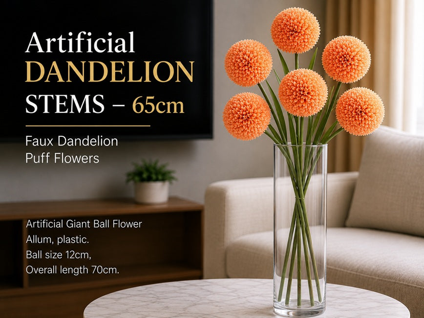 Bright orange artificial giant allium flower ball by Alton Flowers, featuring vibrant, realistic faux floral display.