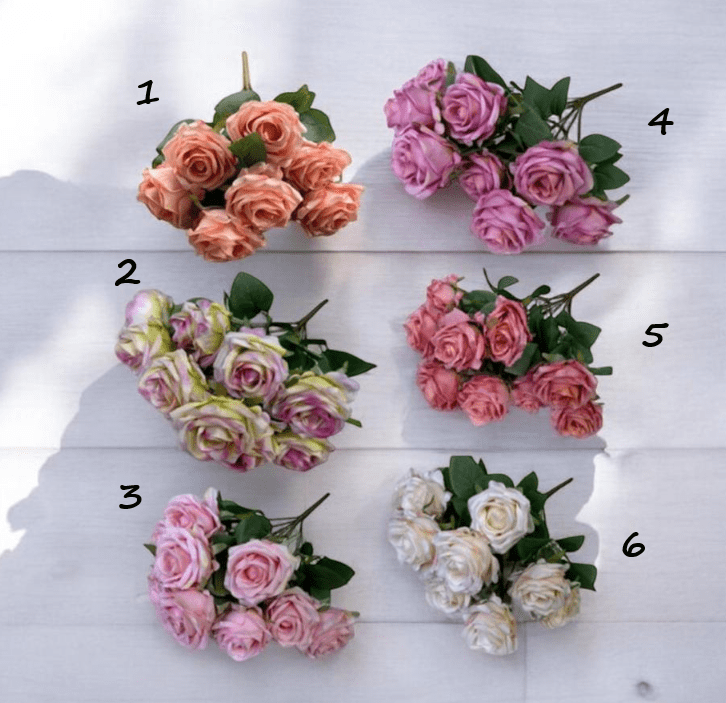 Flower Rose Open Bush x 10, home decor, arrangements, artificial Afaux759