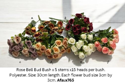 Flower Artificial Rose Bell Bud Bush, home decor, events, gardens Afaux765