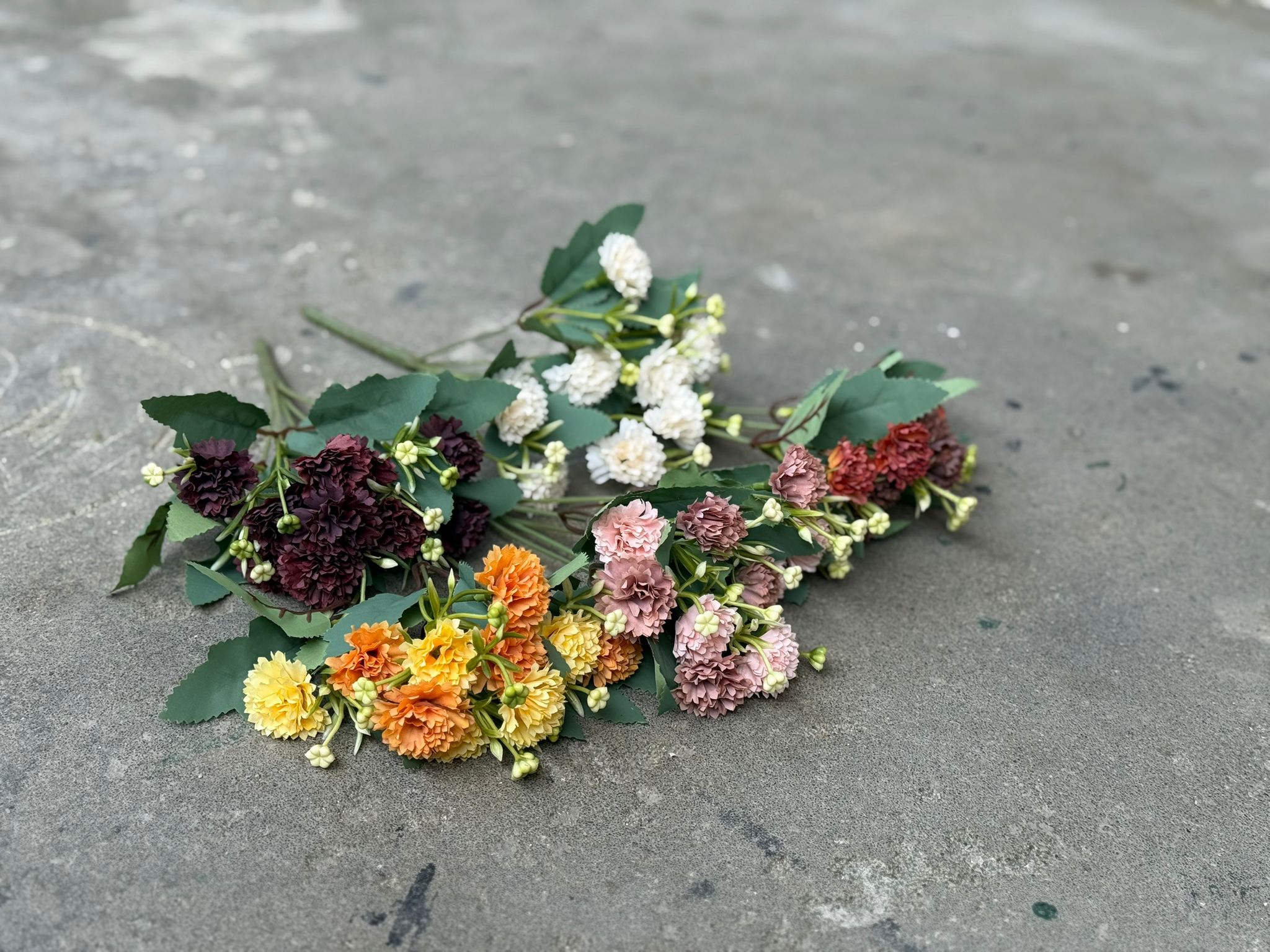 Artificial Flower Bush Mini Carnations, home decor, garden, events Afaux784