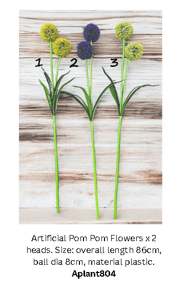 Artificial Flower Pom Pom x2 heads, home decor, garden, events, Afaux804