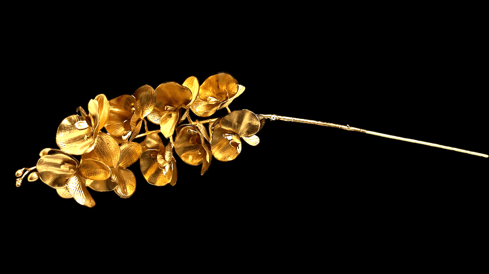 12 pcs Plant Artificial Orchid Gold Stalk, Home decor, flower arrangement, events Afaux805 x12pcs