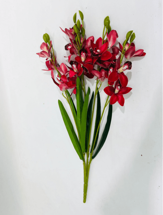 Artificial Cymbidium Orchid Bush – 55cm Faux Orchid Bouquet, 8 Colors Afaux806