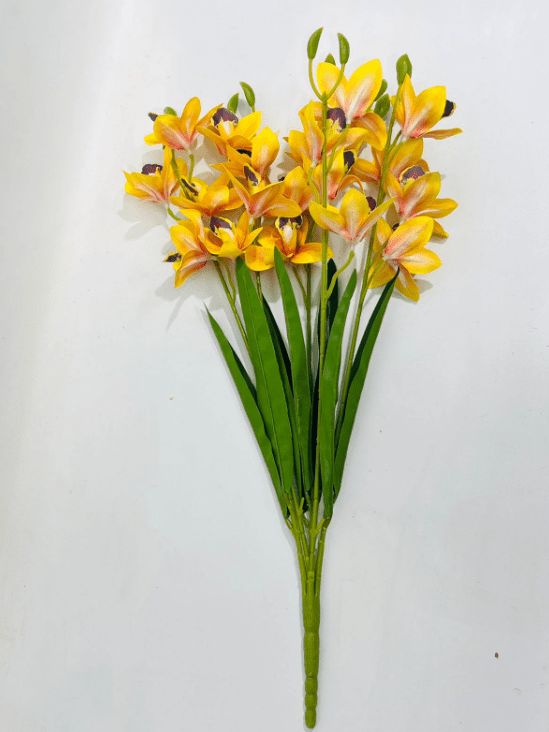 Artificial Cymbidium Orchid Bush – 55cm Faux Orchid Bouquet, 8 Colors Afaux806