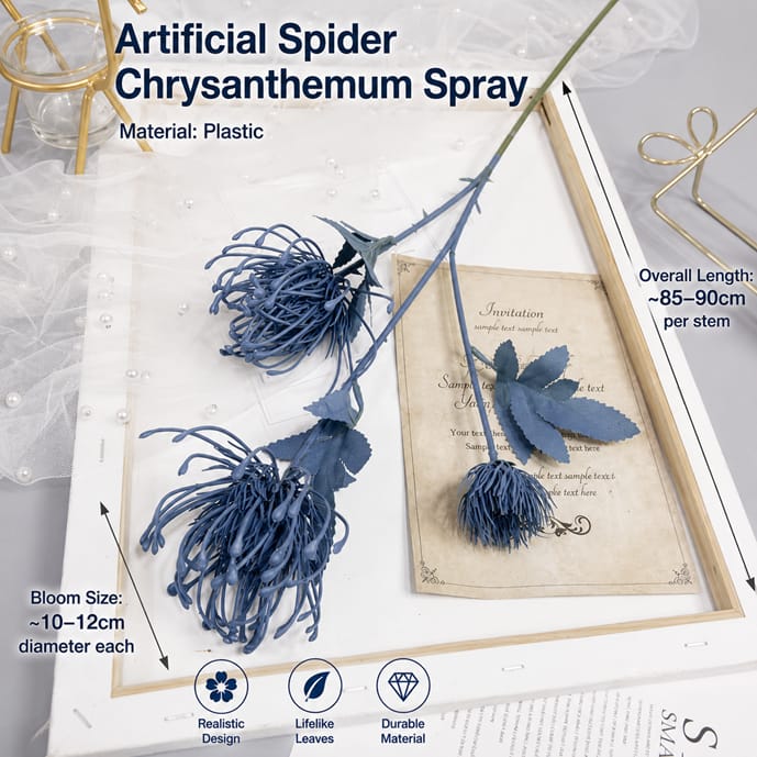 Artificial Spider Chrysanthemum Spray, faux flowers
