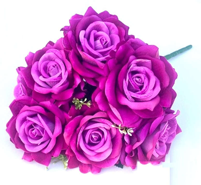 Artificial Flower Rose Bush x7 Flower Heads Afaux831