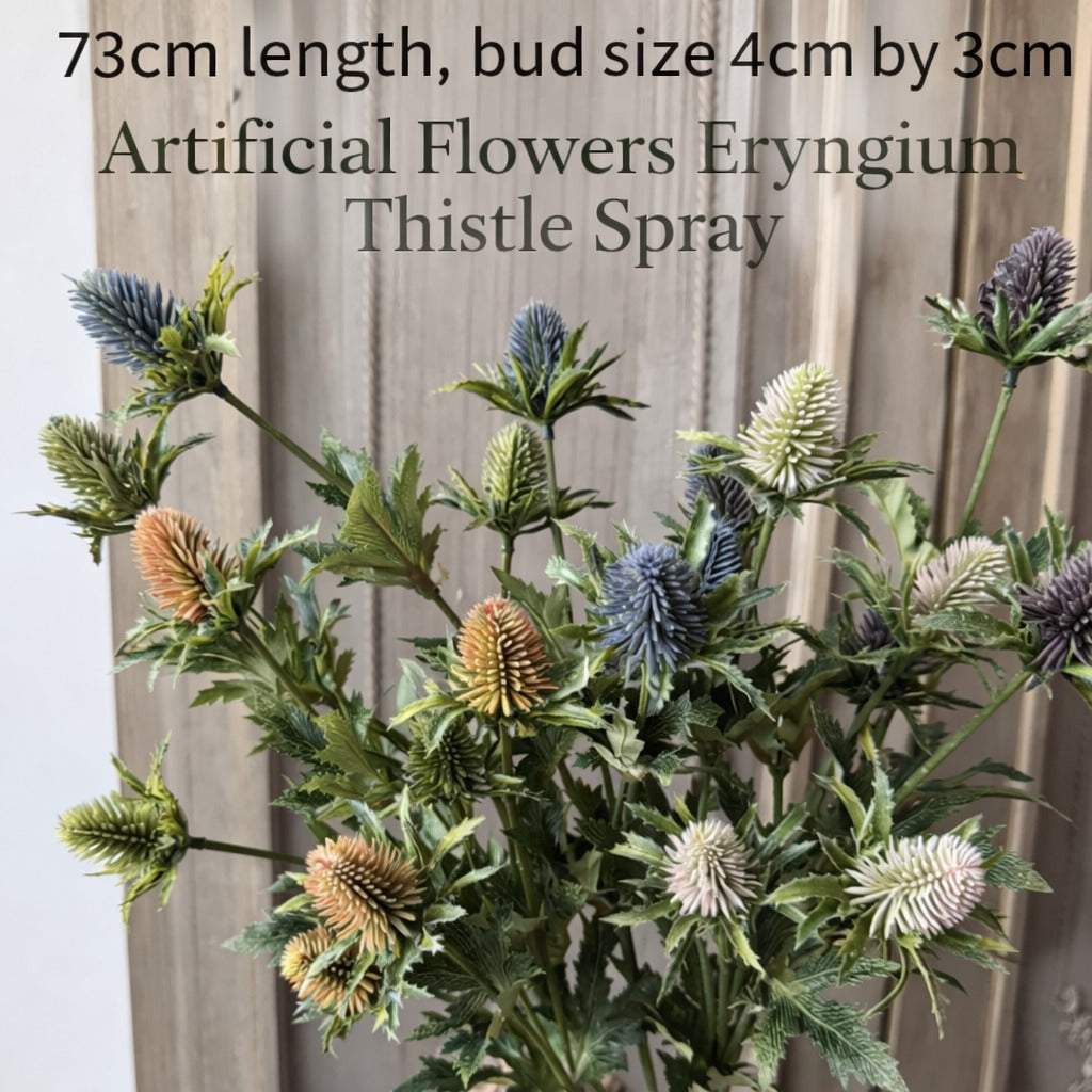 Artificial Flowers Eryngium (Sea Holly) Stem – Premium Thistle Flower Afaux843