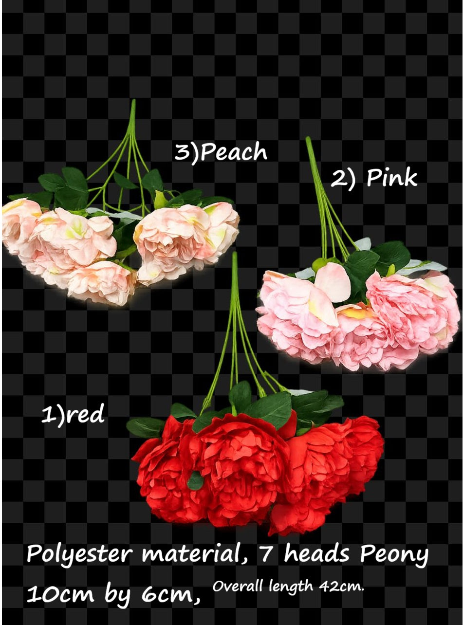 Artficial Peony Bush x7 heads Polyester Artificial Flowers Afaux846 - Alton Flowers