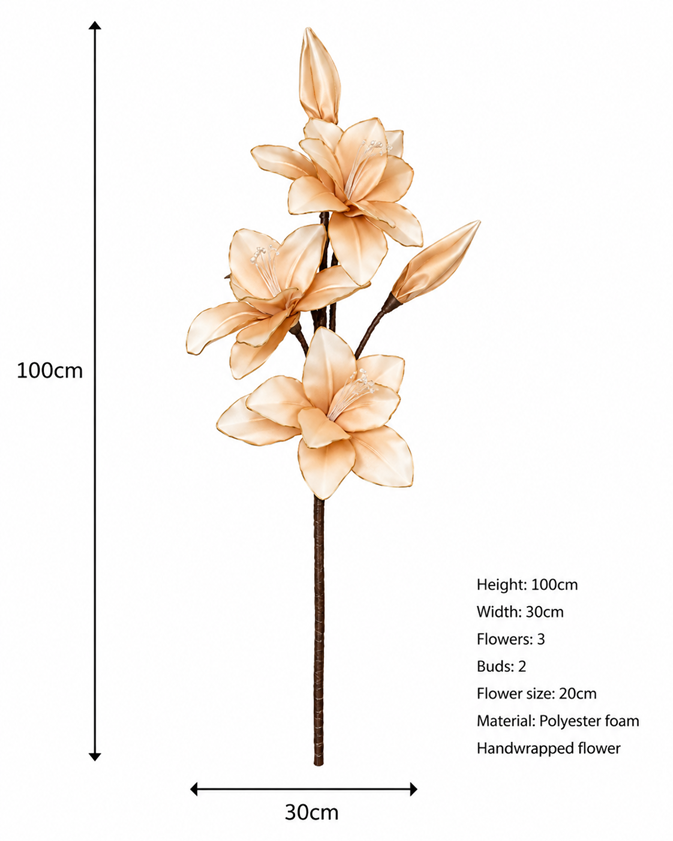 Beautiful handcrafted foam flower stem in a luxurious tone
