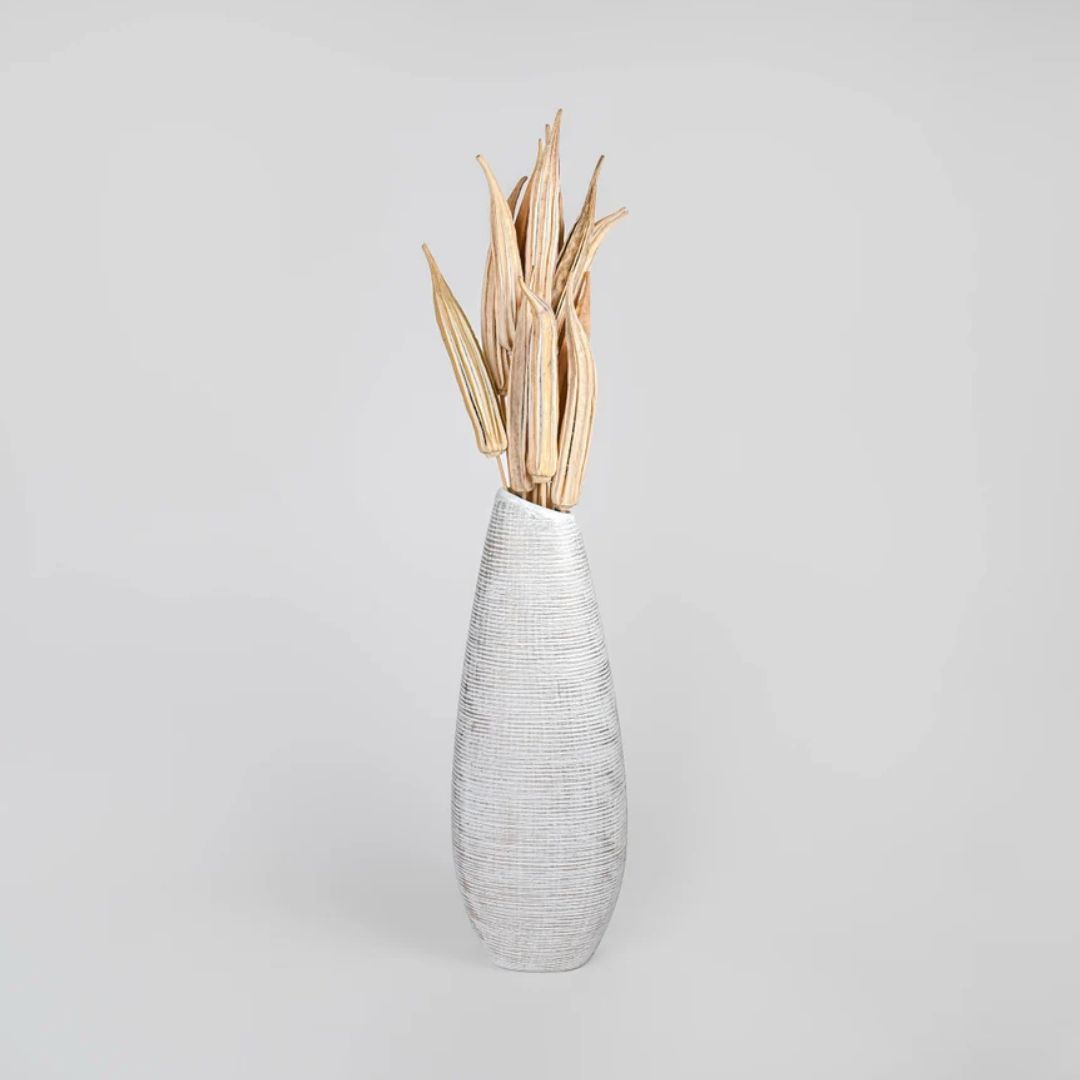 Dried Okra Pods (5 Sticks ) on Stems 60cm: Rustic Decor with a Natural Touch Afoil0130