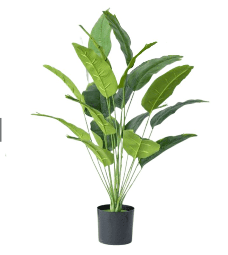 Artificial banana tree with 18 leaves by Alton Flowers, showcasing lush green foliage without a pot for home or office decor.