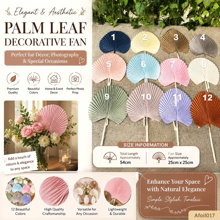 Decorative Korean style palm hand fan by Alton Flowers, featuring boho design, perfect as a wedding, photo prop, or home décor.
