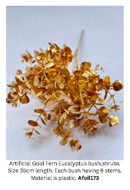 Artificial gold leaves and metallic flowers for home and event decor, featuring gold foliage and elegant floral accents by Alton Flowers N Gifts.
