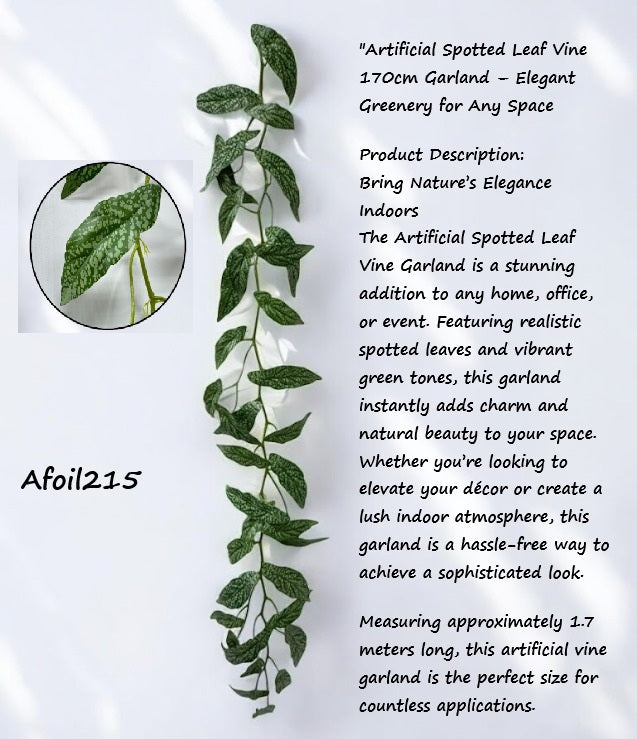 Artificial Polka Dot Begonia Vine – 170cm Faux Garland Plant Afoil215-2