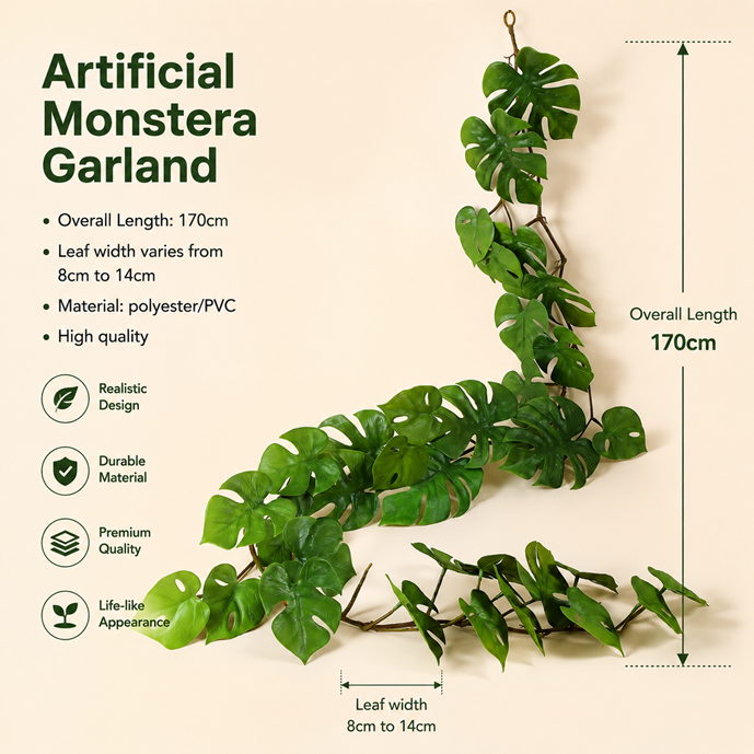 Artificial Leaf Monstera Garland Large Leafs