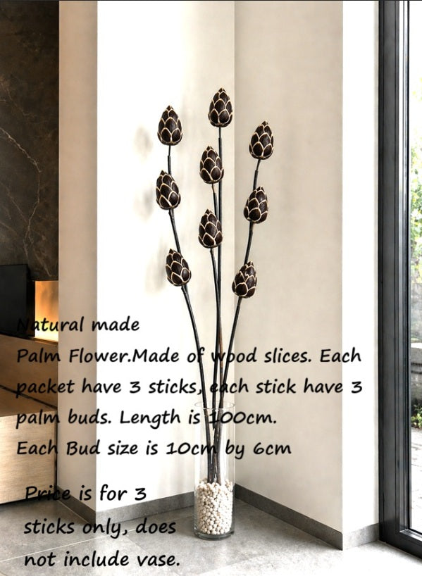 Natural made palm flower. Made of wood slices. Afoil276-6