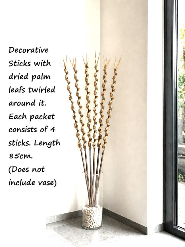 Decorative Sticks with dried palm leaf twirled around it. Afoil276-8