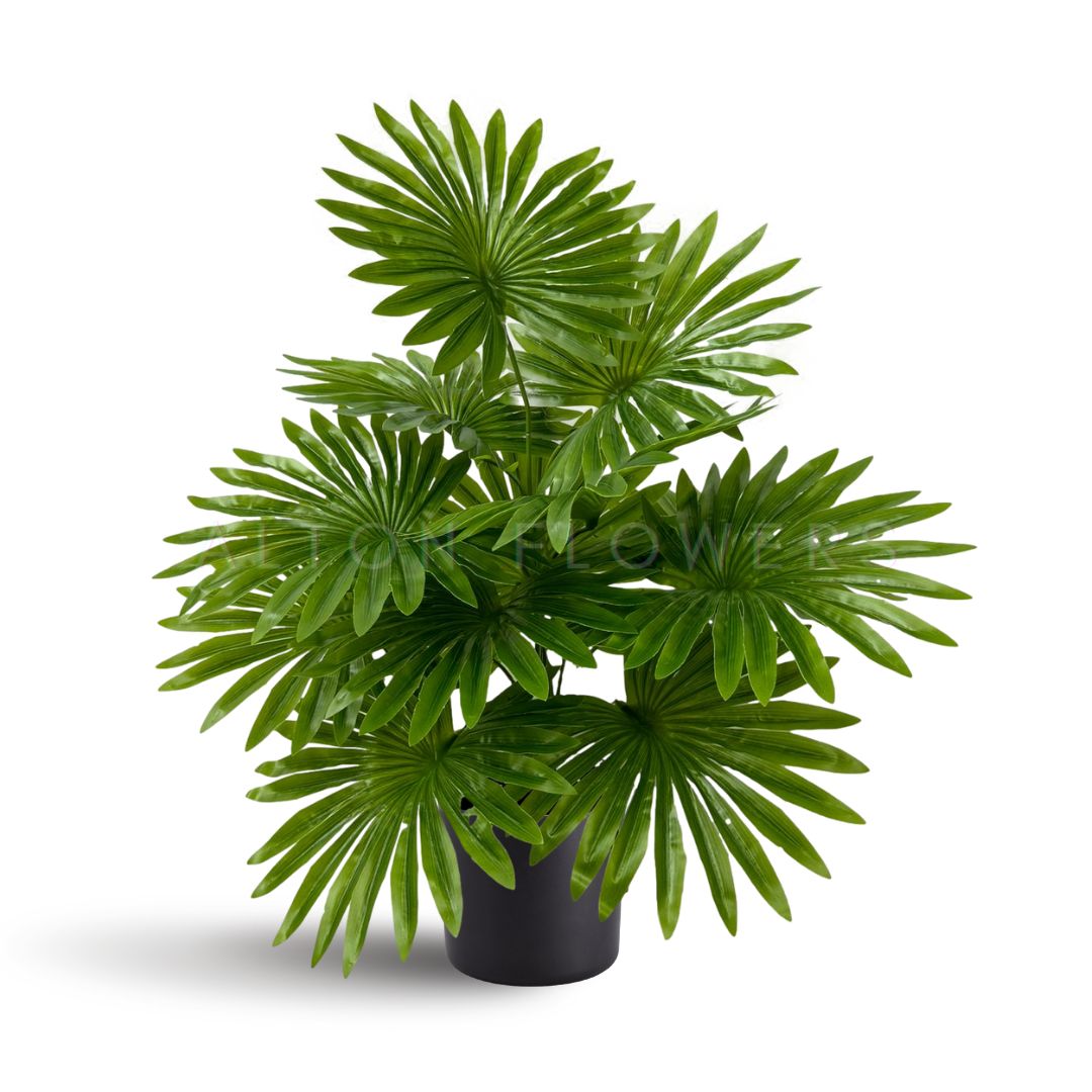 65cm Artificial Plant Livistona Fan Palm Plant with black plastic cemented pot, home decor, garden, events Aplant1008b- 18 lvs8