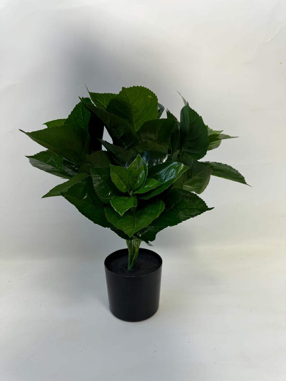 45cm Artificial Hydrangea Leaves Plant Bush in black plastic pot, home decor, events, garden, Aplant1067