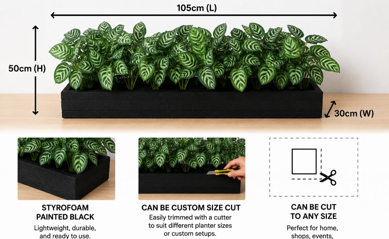 Assorted 28cm artificial plants in planter pots, ideal for home decor, events, and garden accents by Alton Flowers.