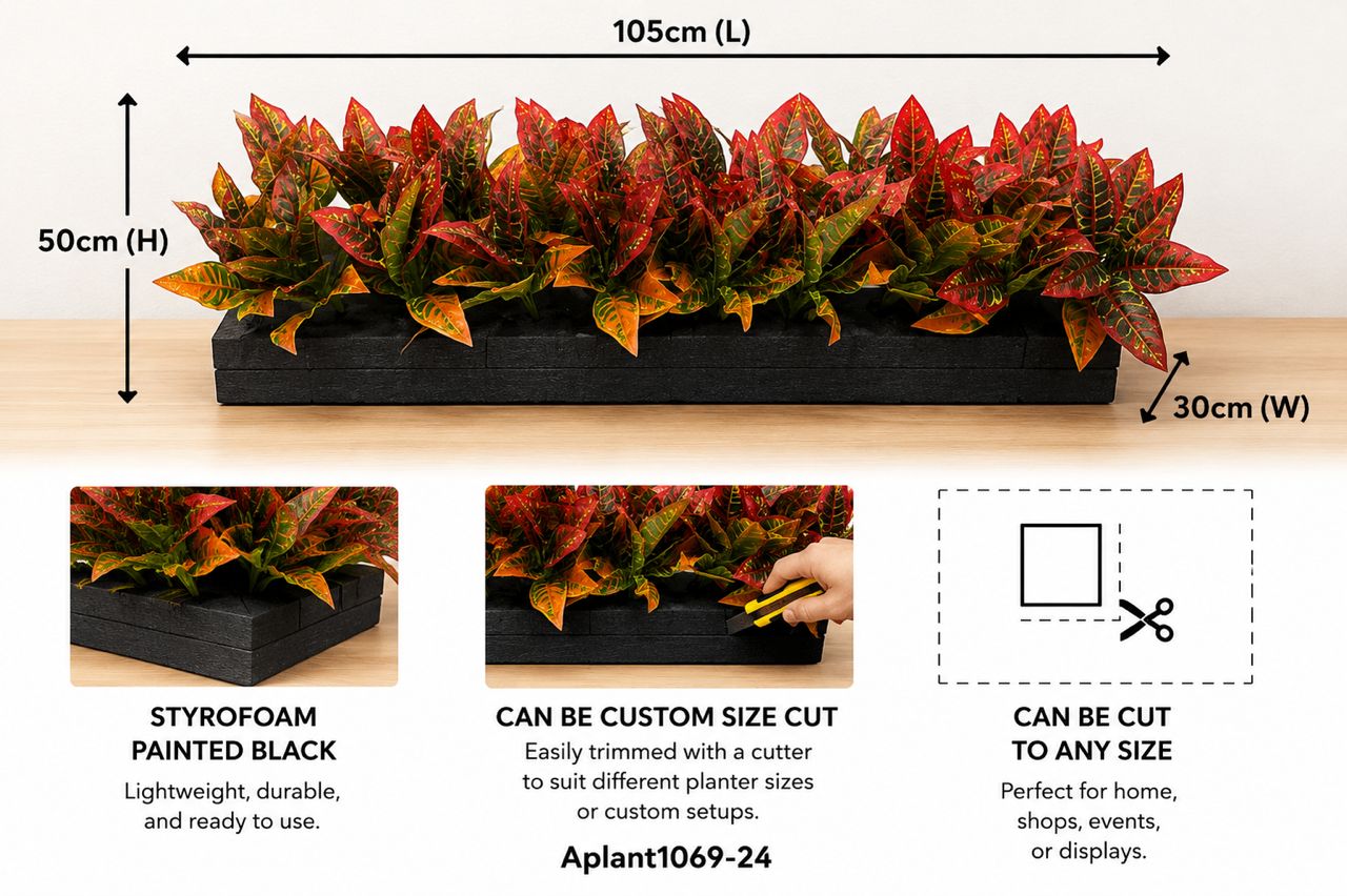 Assorted 28cm artificial plants in planters, perfect for home decor, events, or garden displays, by Alton Flowers.