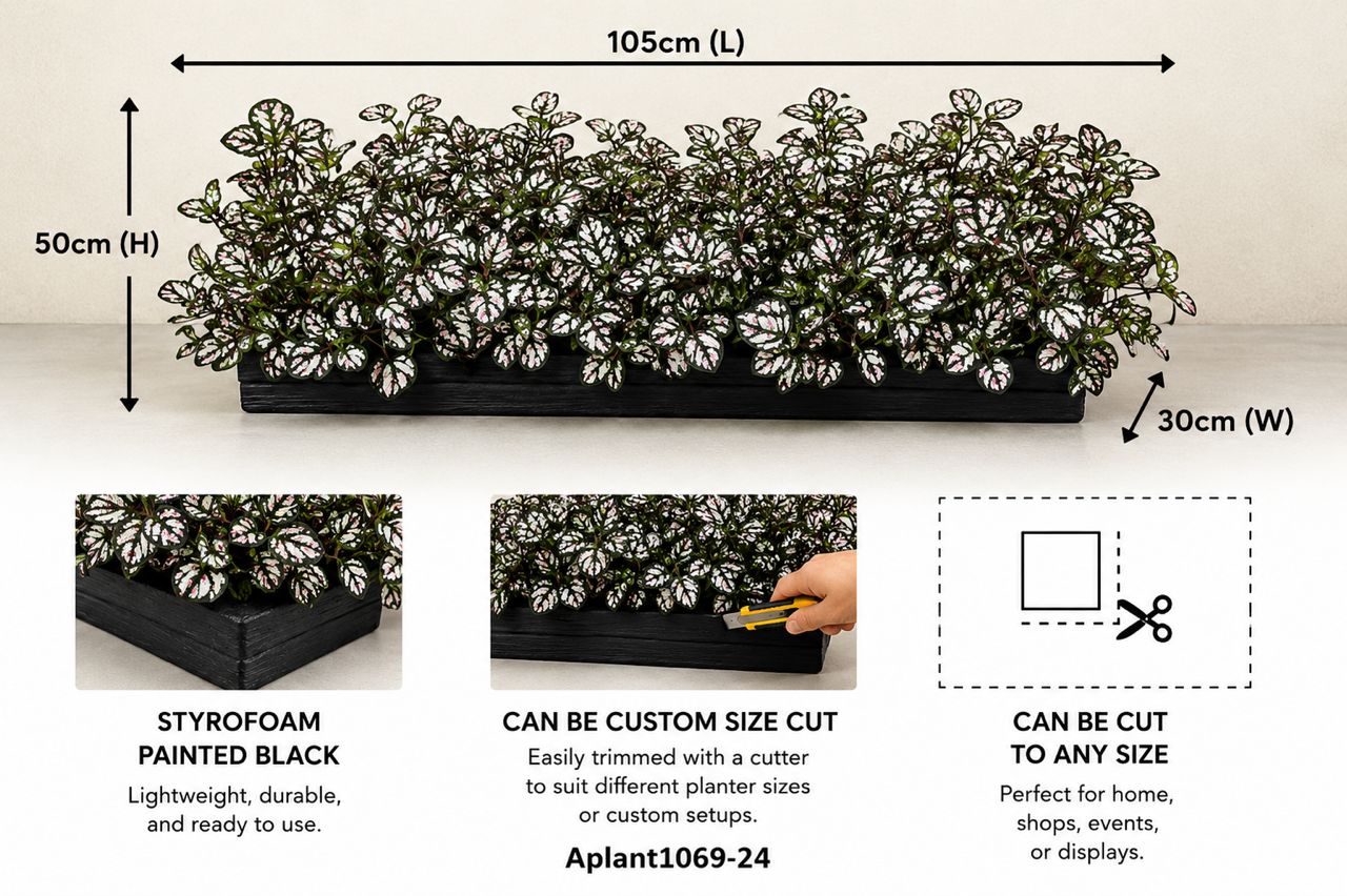 Assorted 28cm artificial plants in planters, suitable for home decor, events, and gardens by Alton Flowers.