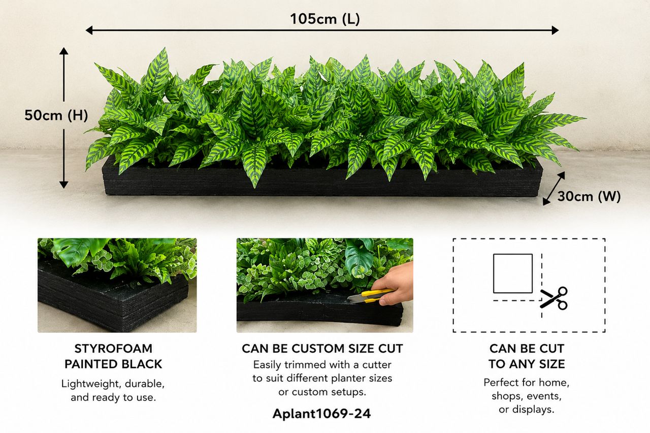 Assorted 28cm artificial plants in a planter pot for home decor, events, and gardens by Alton Flowers.