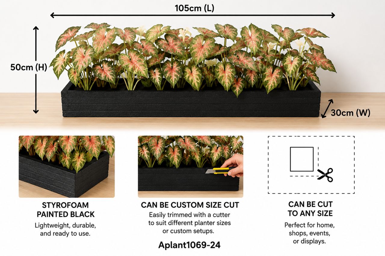Assorted 28cm artificial plants in a planter pot, perfect for home decor, events, or garden accents by Alton Flowers.