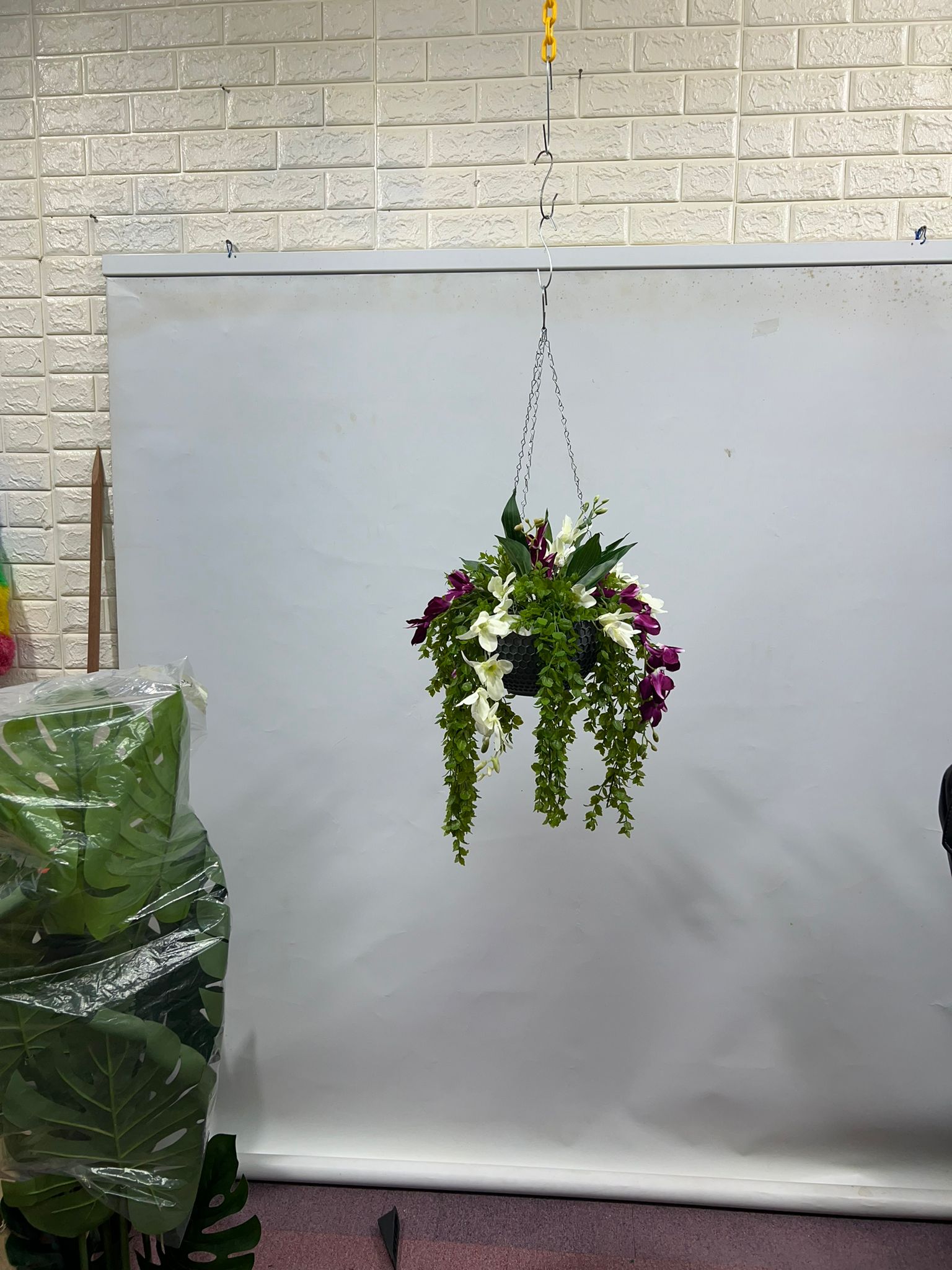 Artificial Hanging Plant with Orchids, Home Decor, Events, gardens Aplant1071