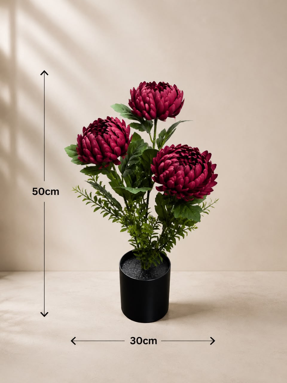 50cm Flowers Artificial Mum Chrysanthemum giant in pot, home decor, events,
