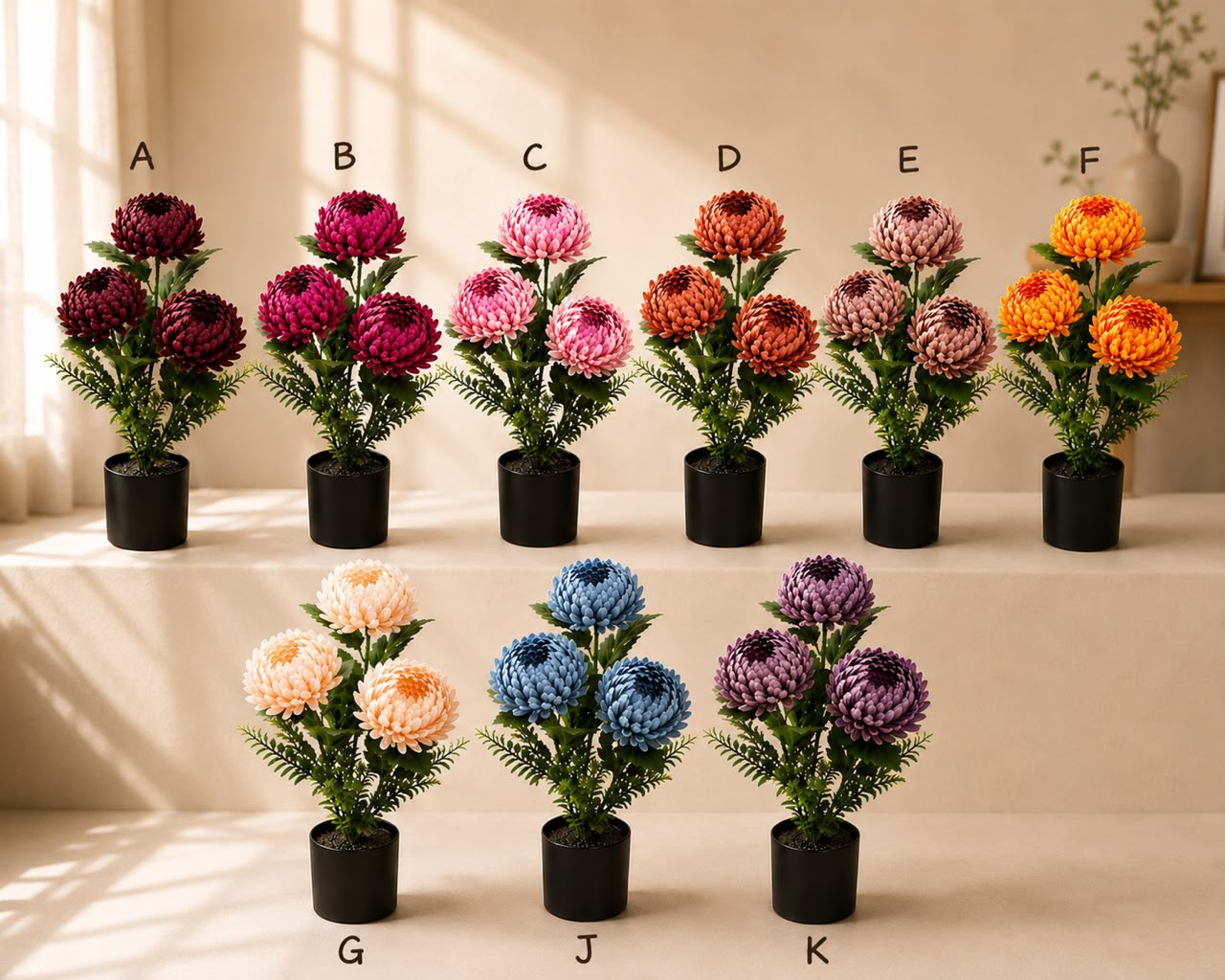 50cm Flowers Artificial Mum Chrysanthemum giant in pot, home decor, events,