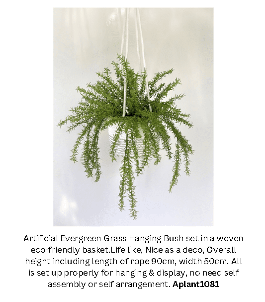 Plant Artificial Evergreen in Hanging Basket, home decor, garden, events Aplant1081